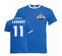 Rangers FC Men's Mens Brian Laudrup Ringer Tee in Blue | Size: Medium Rangers FC Blue M
