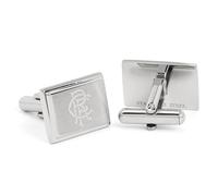 Rangers FC Official Mens Stainless Steel Cufflinks - Rectangular Engraved Crest Shirt Accessories - Luxury Gift Box - Ideal Gers Football Gift
