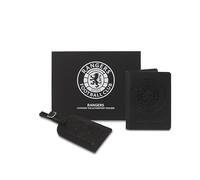Rangers FC Passport Holder & Tag Gift Set - Real Leather in Presentation Box - Glasgow Official Football Club Merchandise 14x10cm