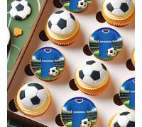 Rangers Football Team Colours Personalised Edible Cake Topper Printed on Icing Sheets, Round, Square, Costco, Cupcake Toppers - Happy Birthday (3. Cupcake Toppers)