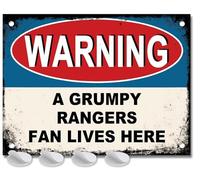 Rangers Gifts for Men - or Boys Funny Funny Glasgow Football Grumpy Fan Lives Here Metal Sign, Mens Metal Poster for Dads FC Man Cave or Home Bar Signs