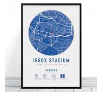 Rangers Ibrox Stadium Map | Framed & Print Only Available | Minimalist Unique Gift FC Football Fan Poster Art Artwork Gift For Him Memorabilia | Father's Day Christmas Birthday