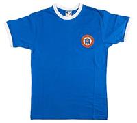 Rangers Retro Football T Shirt Embroidered Logo Royal/White