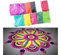 Rangoli Colours - 10 Assorted Colours - 10 Bags of 100g - Festival/Festive Vibrant Colours for Diwali, Rangoli Decoration, Diwali Gift
