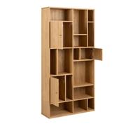 Rangoon Oak Bookcase Three Door Large Storage Shelving Unit Home Office UK Style