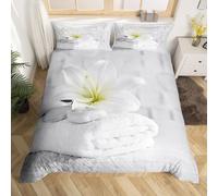 RANIEL Lily King Size Duvet Cover Sets Flowers Bedding Sets 3D Print 3 Pieces Soft Brushed Microfiber Quilt Cover 230x220 cm + 2 Pillowcases with Zipper