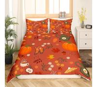 RANIEL Thanksgiving Day Double Duvet Cover Autumn Bedding Sets 3D Print 3 Pieces Soft Brushed Microfiber Quilt Cover 200x200 cm + 2 Pillowcases with Zipper