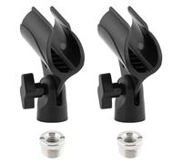 Ranjaner 2pcs Microphone Clip Adjustable Angle U Shaped Mic Clip Holder with Screw Adapter Universal Microphone Holder for Most Wired or Wireless Handheld Microphone Stand(Black)