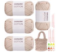 RANJIMA Beige Cotton Nylon Blend Yarn, Pack of 4, 80m Each, Crochet Yarn for Beginners