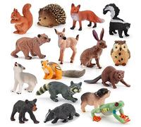 RANJIMA Forest Animals Figures Set, Jungle Zoo Animals Figures, 16 Pieces Safari Animals Toy Figures, Mini Animal Cake Toppers, Children's Toy Figures for Cakes, Cupcake Toppers, Christmas, Birthday