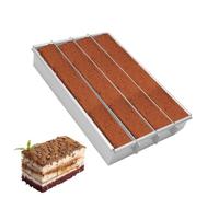 RANJIMA Rectangular Baking Mould, Adjustable Rectangular Mousse Cake Mould Made of Aluminium Alloy with 4 Compartments Cake Mould Square for Cake Preparation Toast Bread Baking Layer Cakes Christmas