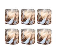 RANJIMA Whisky Glasses, Set of 6, 200 ml Irregular Crystal Whiskey Glasses, Double Old Fashioned Crystal Glasses, Old Fashioned Whiskey Glass for Scotch Rum Cocktails Water Gifts for Dad Husband