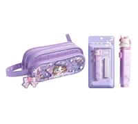 Ranjkri Purple Stationery Combo Set for Girls | Kawaii Pencil Case Pouch with Zipper & Push Pull Eraser with Refills | Back to School Supplies Gift for Kids, Cool Nini + Eraser, 11 cm (L) x 6 cm (W) x