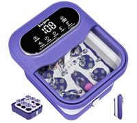 Ranjova Electric Foot Spa with Rotary Massage, Foldable Foot Bath with Heat, Bubbles, Temperature Control and 24 Motorized Shiatsu Massage Balls, Foot Spa with Pedicure for Rela