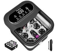 Ranjova Folding Foot Spa with Rotating Electric Massage, Foot Bath with Heat, Bubbles, Temperature Control and 24 Motorized Shiatsu Massage Balls, Foot Hot Tub with Pedi