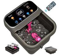 Ranjova Foot Spa Electric Rotary Massage, with Touchscreen Pro Color Display, Collapsible Foot Bath with Heat, Bubble,Remote Control, Temp Control, and 24 Motorized Shiatsu Massage Balls (Dark Grey)
