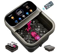Ranjova Foot Spa Electric Rotary Massage, with Touchscreen Pro Color Display, Collapsible Foot Bath with Heat, Bubble,Remote Control, Temp Control, and 24 Motorized Shiatsu Massage Balls (Dark Grey)
