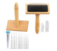 RANJOVER 2 Pcs Wool Carders, Hand Carders for Wool Needle Felting Brush Wooden Wool Carders Needle Felting with Wool Needle