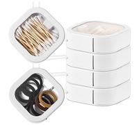 RANJOVER 4 Piece Hair Accessory Storage Containers Stackable Hair Tie Holder Pin Cotton Swab