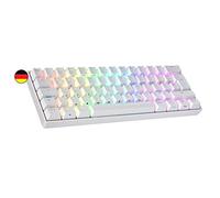 Ranked N60 Nova 60% | Hot Swappable Mechanical Gaming Keyboard | 62 Keys Multi Color RGB LED Backlit for PC/Mac Gamer | ISO DE QWERTZ German Layout (White, Gateron Blue)