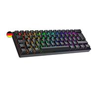 Ranked N60 Nova 60% | Hot Swappable Mechanical Gaming Keyboard | 62 Keys Multi Color RGB LED Backlit for PC/Mac Gamer | ISO DE QWERTZ German Layout (Black, Gateron Pro Red)