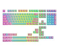 Ranked Pudding v2 PBT Keycaps | 145 Double Shot Translucent ANSI US & ISO Layout | OEM Profile for Full Size, TKL, 75%, 65% and 60% RGB Mechanical Gaming Keyboard (Miami)