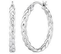 RANKEEF 3MM Hoop Earrings for Women Twisted Large Hoops Earring | Big Twisted Hoop Earrings with Wheat Ears Elements Lightweight Hypoallergenic S925 Silver/14K Gold Hoops Earring 30/40MM