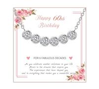 RANKEEF Birthday Gifts for Women,925 Sterling Silver Necklace for Women Hypoallergenic Adjustable Cubic Zirconia Necklace 60th Birthdays Gifts for Her Sister Mum