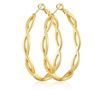 RANKEEF Gold Hoop Earrings for Women 16k Real Gold Lightweight Large Thick Twist Earrings for Women