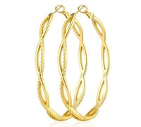 RANKEEF Gold Hoop Earrings for Women 17k Real Gold Lightweight Large Thick Twist Earrings for Women