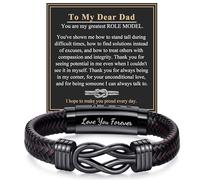 RANKEEF Leather Bracelet Gifts for Dad, Brown Braided Leather Bracelet Infinity Knot Design Adjustable Bracelets Gifts for Birthday Christmas Valentines Father's Day