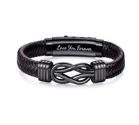 RANKEEF Leather Bracelet Gifts for Dad Husband Boyfriend Brother Son, Brown Braided Leather Bracelet Infinity Knot Design Adjustable Bracelets Gifts for Birthday Christmas Valentines Father's Day