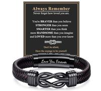 RANKEEF Leather Bracelet Gifts for Friends, Brown Braided Leather Bracelet Infinity Knot Design Adjustable Bracelets Gifts for Birthday Christmas Valentines Father's Day