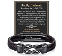 RANKEEF Leather Bracelet Gifts for Husband, Brown Braided Leather Bracelet Infinity Knot Design Adjustable Bracelets Gifts for Birthday Christmas Valentines Father's Day