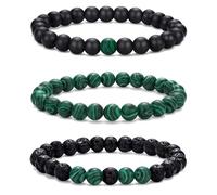 RANKEEF Mens Beaded Bracelets Lightweight 8mm Natural Stone Bracelet for Men Bead Bracelets Set Various Black Beaded Bracelet Malachite Bracelets for Men Stretch men bracelets Lava Rock Bracelets