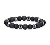 RANKEEF Mens Beaded Bracelets Lightweight 8mm Natural Stone Bracelet for Men Bead Bracelets Various Black Beaded Bracelet for Men Adjustable Stretch Lava Rock Bracelets