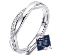 RANKEEF Sterling Silver Rings for Women Forever Linked Adjustable Rings Cubic Zirconia Love Knot Promise Rings Thumb Rings for Women Gift for Women Ladies Girls with Inspirational Card