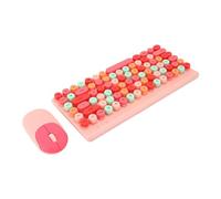Rankomu 2.4G Wirel Mouse Wireless Keyboard and Mouse, Retro Colorful Round Keycap 86 Keys Keyboard with 2.4G Wireless Mouse for PC Laptop Computer, Pink