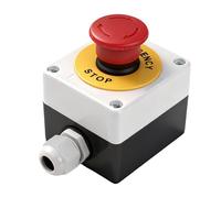 Rankomu 2NC Emergency Stop Switch, 22mm Locking Red Mushroom E-Stop Push Button AC 660V 10A with Rotary Reset for Industrial Control Box Machine Safety
