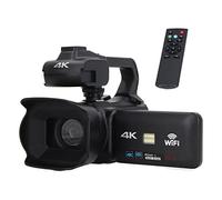 Rankomu 4K Video Camera Camcorder, 18X Digital Zoom, 4.0in Touch Screen, WiFi Vlog Camera with Microphone, Handheld Stabilizer, Remote Control, Lens Hood