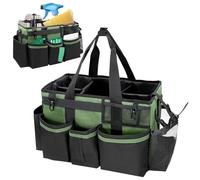 Rankomu Cleaning Caddy Bag with Removable Dividers & Adjustable Shoulder Strap - Multi-Purpose Organiser with Handle, Waterproof Oxford Storage Tote for Household Cleaners, Housekeeper, Car & Kitchen