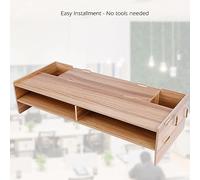 Rankomu Computer Screen Riser Monitor Stand, Heighten Shelf Rack for Display Screen and Keyboard, Cherry Wood Computer Desk Storage Bracket, 60 x 25 x 10 cm
