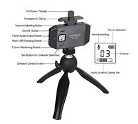 Rankomu CVM-WS50(C) 6-Channel UHF Wirel Smartphone Lavalier Microphone System, Includes Phone Clamp and Mini Tripod for Mobile Live Video, Vlog, Interview, Conference
