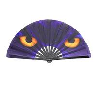 Rankomu Fan Owl Eye Kung Fu Fan, Folding Hand Fan, Includes Fan Bag, Ideal for Halloween and Christmas Decoration, 14 in, Lightweight Design