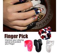 Rankomu Finger Picksset Guitar Stainl Steel Glass Slides and Plastic Protective Finger Picks Set, Includes Box, Ideal for Guitar Players, for Fingerstyle and Slide Techniques