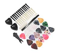 Rankomu Guitar Accories Nut Saddle Pins Set, Guitar Bridge Pegs with Pin Puller and Remover, Musical Instrument Accories, Compatible with Various Guitars, Design, 6 Pieces