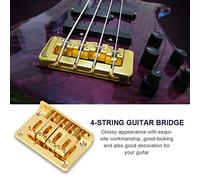Rankomu Guitar Bass Bridge 4-String Fixed Bridge Replacement Parts for Cigarbox Electric Guitars, Bass, Ukulele, Black, Adjustable Guitar Bridge