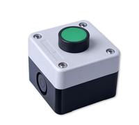 Rankomu IP54 Push Button Switch, Gate Release Control Weatherproof Momentary Push Button, ABS Green Control Box Emergency Button for Indoor, AC Contactor Control