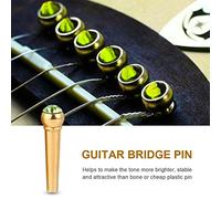 Rankomu Musical Instrument Part 6Pcs Brass Made Guitar Bridge Pins, Acoustic Guitar Bridge Pins with Crystal Glass Dot Decor, Music Instrument Parts, Green
