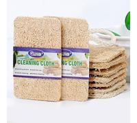 Rankomu Pack of 6 Natural Loofah Sponge,13 x 8 cm Organic Luffa Sponge, 100% Biodegradable Compostable Double Sided with Hanging Strap, for Kitchen Bathroom Household Cleaning